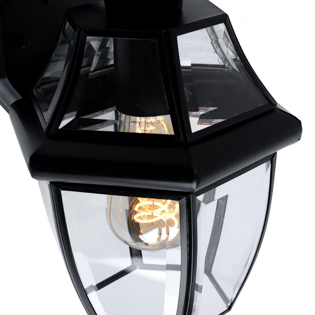 AUSSENLEUCHTE Laterne Stahl Glas Schwarz Matt - Schwarz, Glas (21/19.7/35.9cm)