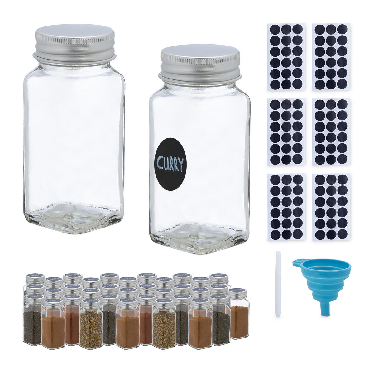 36XSKLENENÉ koreničky - priehľadné, kov/plast (4.5/11/4.5cm) - Relaxdays