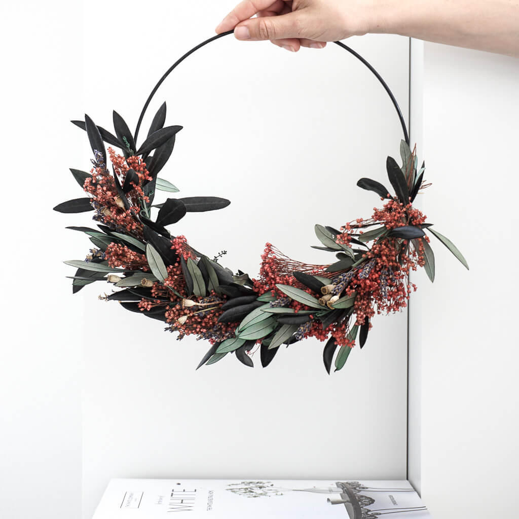 TROCKENBLUMEN kranz Olive Lavendel Mix - Rot, Naturmaterialien (5cm) - Lykke & You