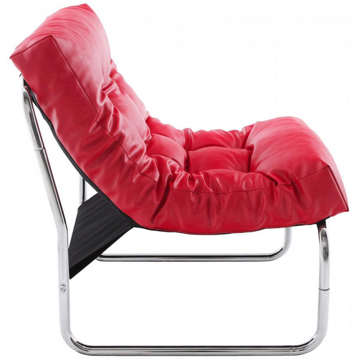 LOUNGESESSEL Rot 60x76x73cm - Chromfarben/Rot, Leder (60/76/73cm) - AlterEgo