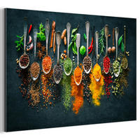 METALLBILD Kräuter - Gewürze - Löffel 60x40 cm - Currygelb, Metall (60/40cm) - MuchoWow