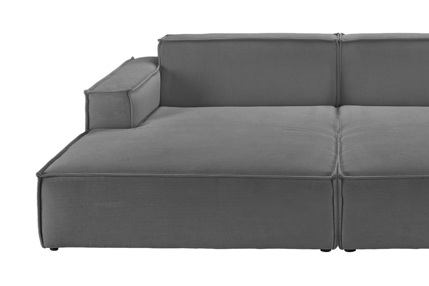 BIG SOFA SAMU Anthrazit Cord - Anthrazit/Schwarz, Textil (256/72/168cm) - KAWOLA