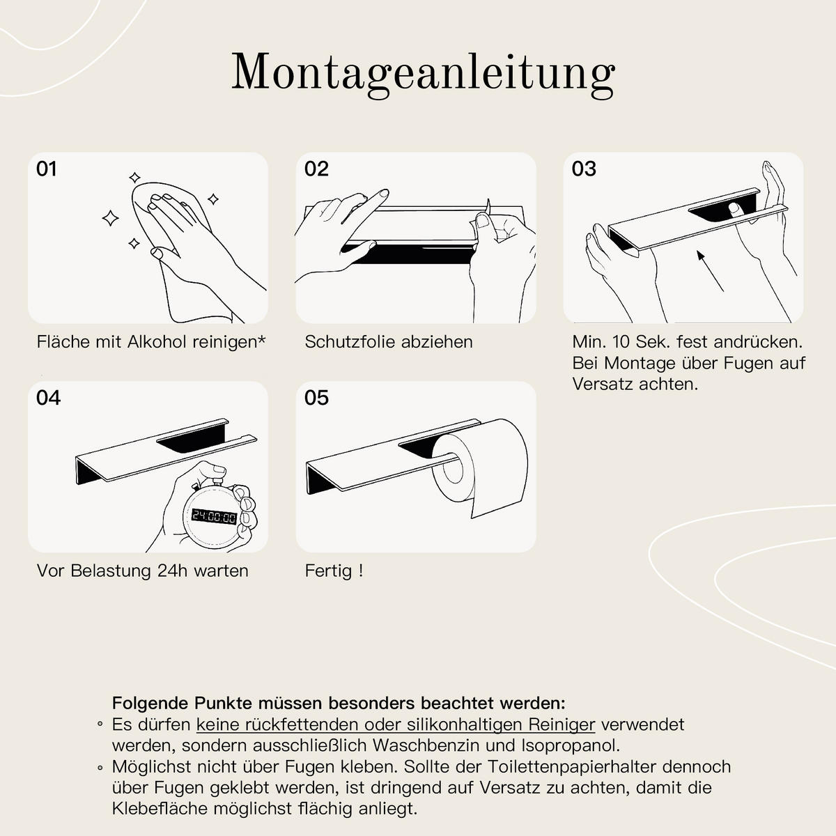 TOILETTENPAPIERHALTER OHNE BOHREN mit Ablage Weiß - Weiß, Metall (27/5/10cm) - Designfabrik Hamburg