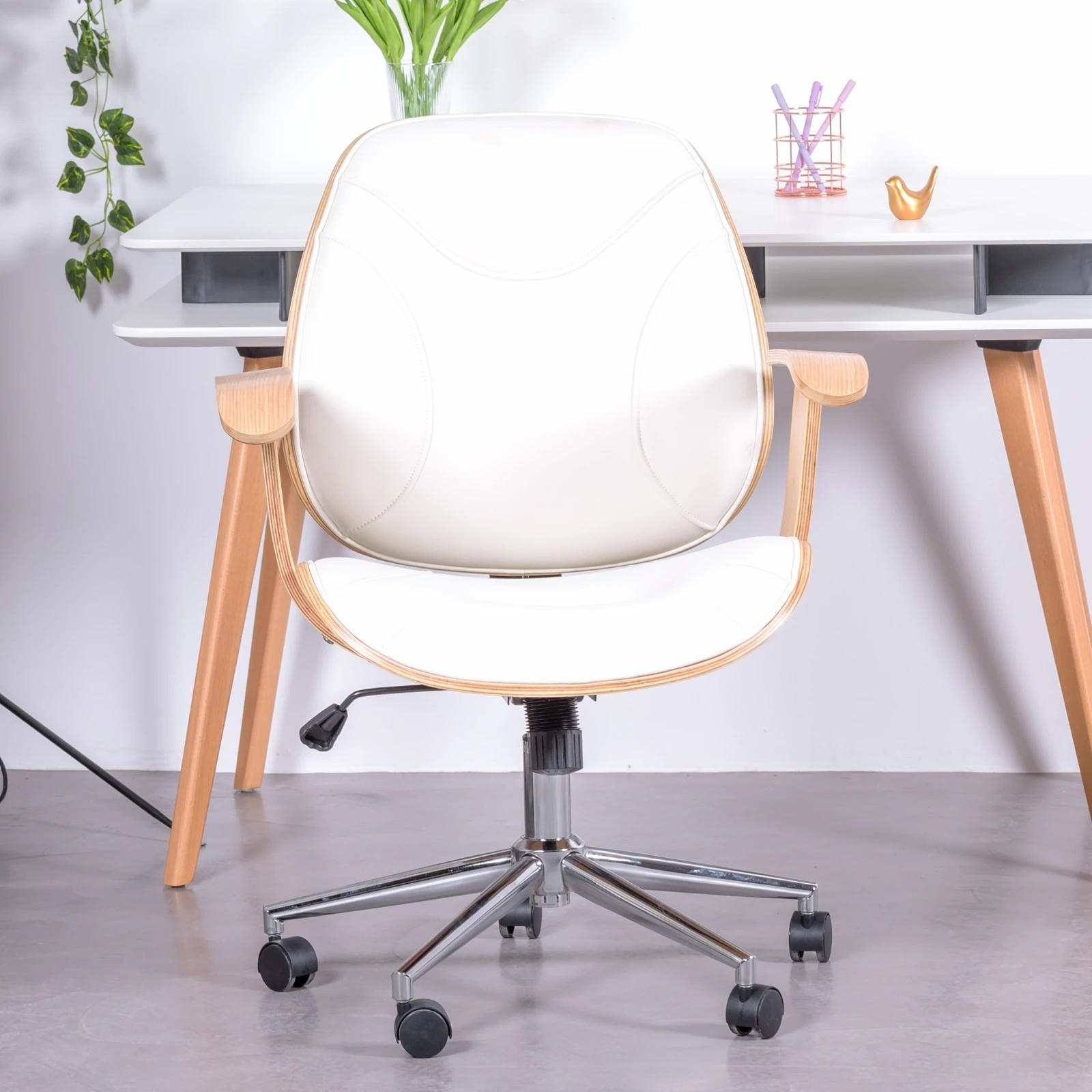 BÜROSTUHL Holz Weiß - Weiß, Holz (69/93/60cm) - Nest Dream