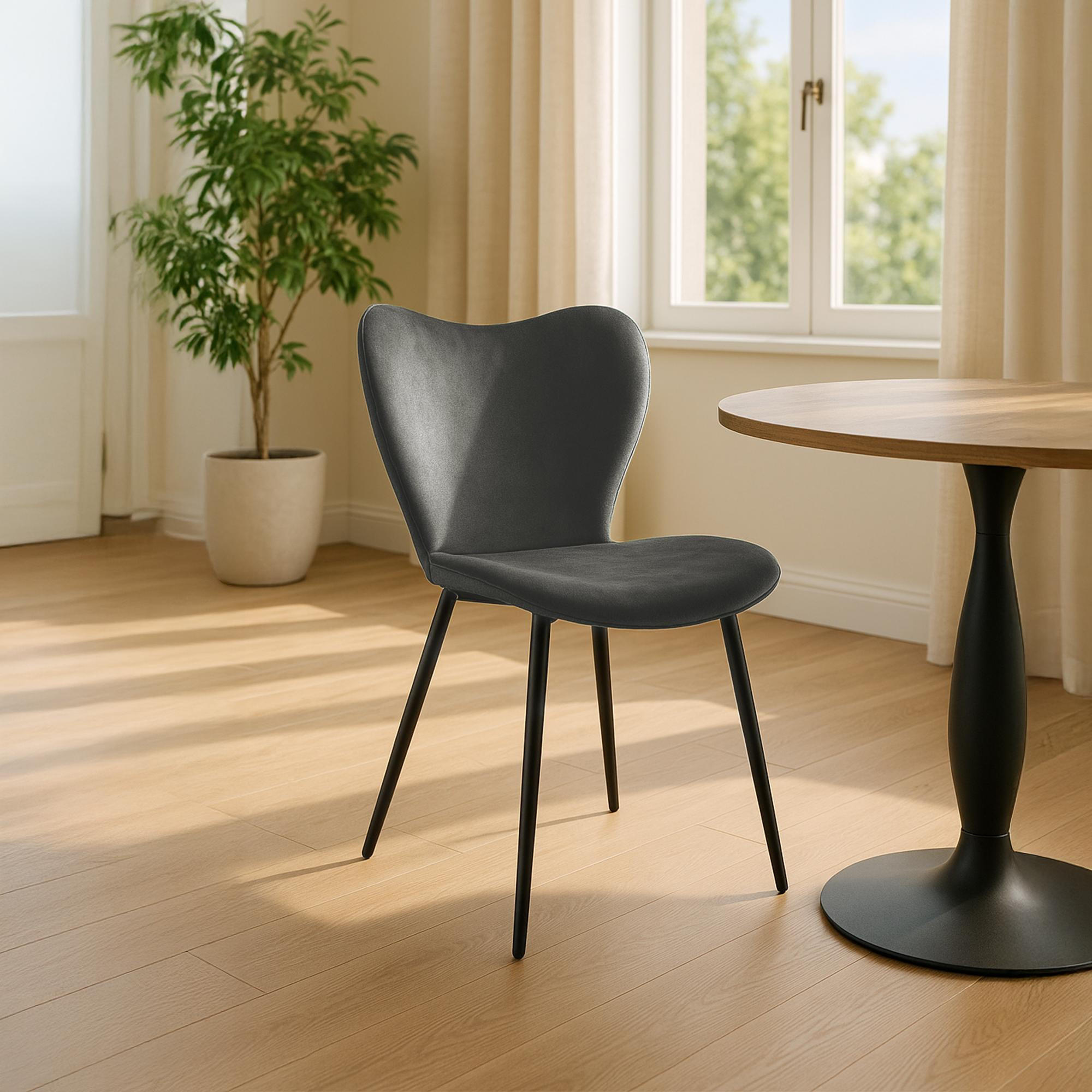 ESSZIMMERSTUHL Samt Anthrazit - Anthrazit/Schwarz, Textil/Metall (50/80/58cm) - CLP