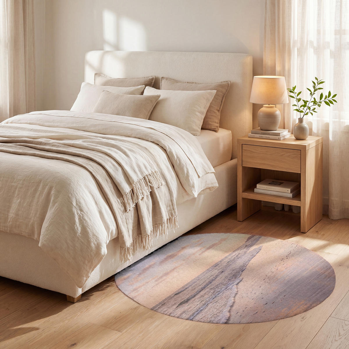 KOBERCE - Pláž - Príboj - Oblaky - 90x90 cm - svetloružová, textil/plast (90/0.4cm) - OnlyWow