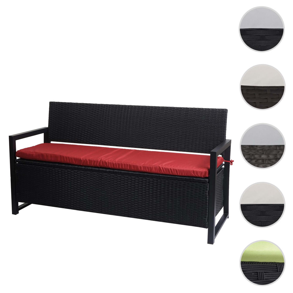 POLY-RATTAN 3ER SITZBANK Anthrazit, Bordeaux - Bordeaux/Anthrazit, Kunststoff (164/87/57cm) - MCW
