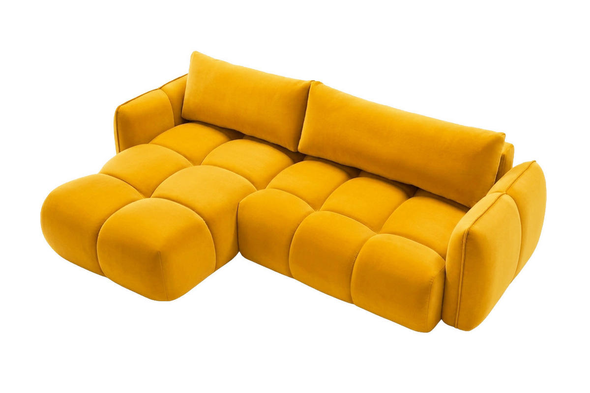ECKSOFA L-Form Mit Schlaffunktion, Veloursstoff Bluvel, Golden, Links, BELVEDER L - Goldfarben, Holz (250/168cm) - Kaiser Möbel