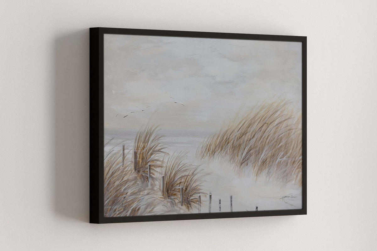 ACRYLBILD HANDGEMALT 90/60 cm - Beige, Holz/Textil (1.5/60cm) - KUNSTLOFT