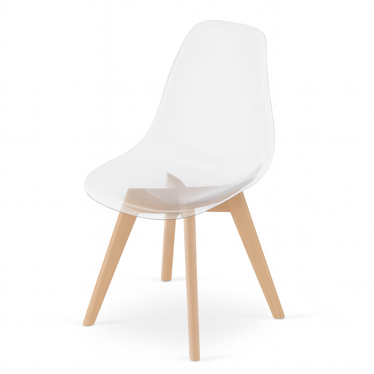 ESSZIMMERSTUHL 2-er Set KITO transparenter Sitz, natürliche Beine - Transparent/Naturfarben, Kunststoff (46/80/54.5cm) - Valora