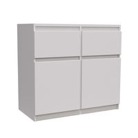 KOMMODE MERAVIGLIA 80/85/33 cm mit 2 Schubladen 2 Türen Weiß - Weiß, Holzwerkstoff (80/85/33cm) - MASSENO