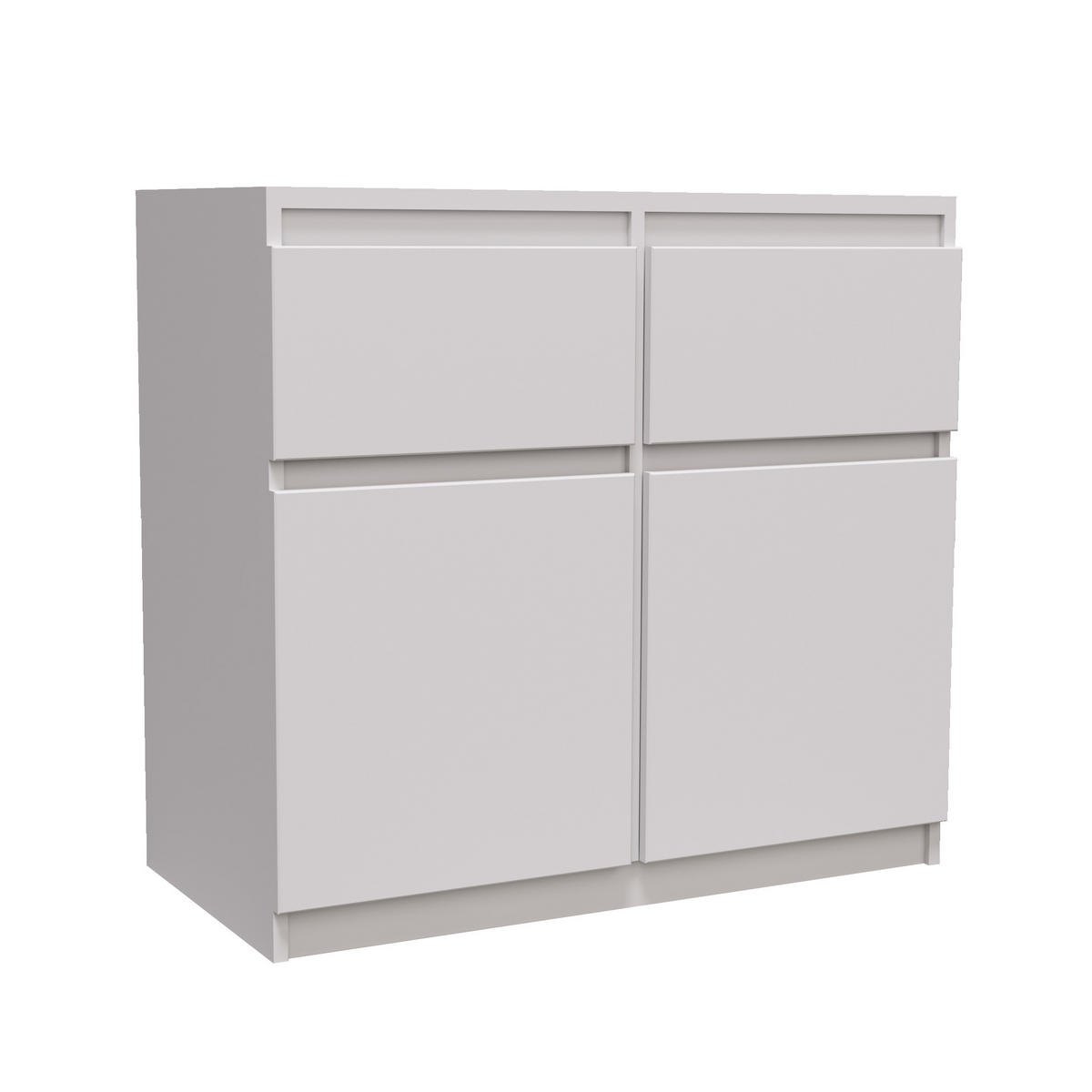 KOMMODE MERAVIGLIA 80/85/33 cm mit 2 Schubladen 2 Türen Weiß - Weiß, Holzwerkstoff (80/85/33cm) - MASSENO