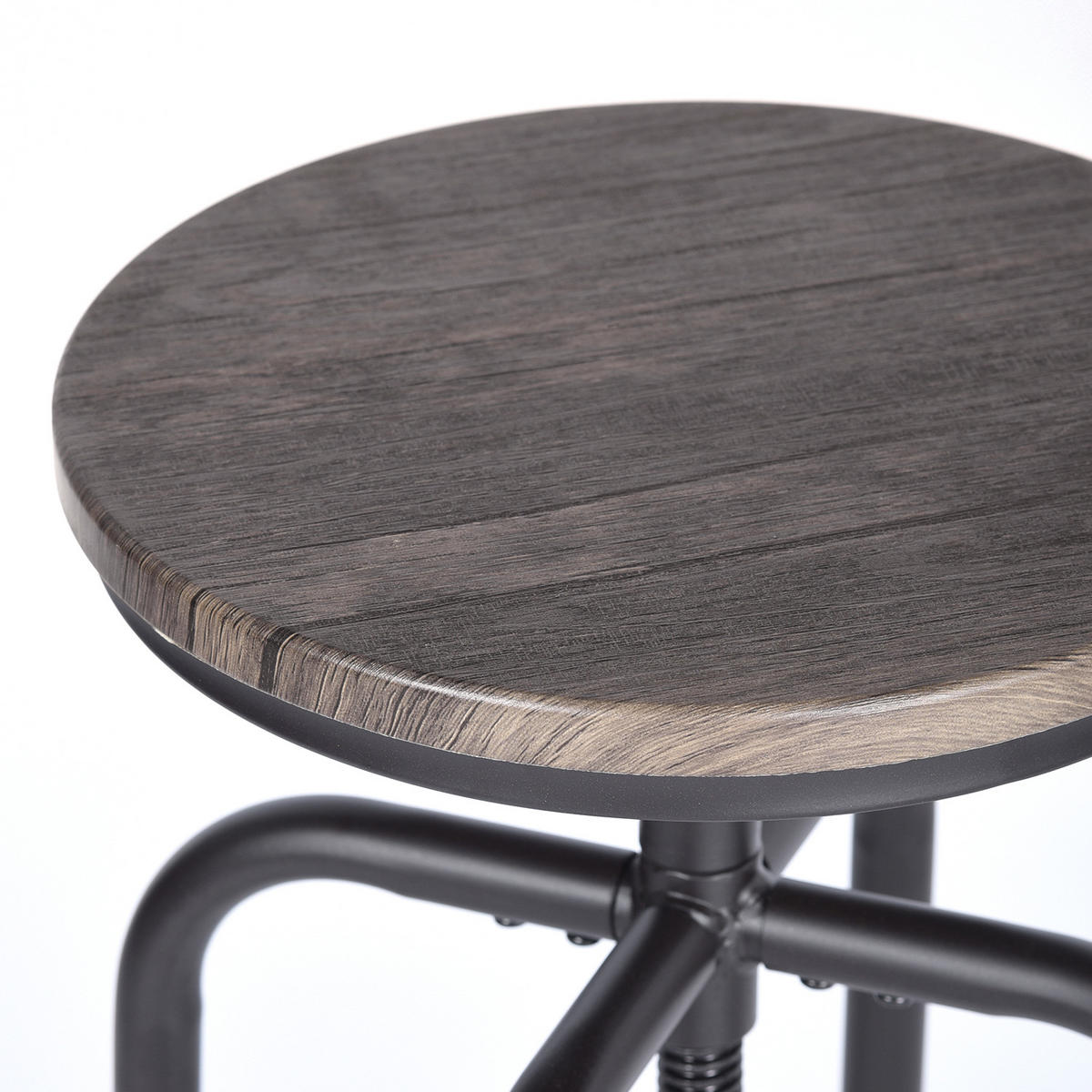 BARHOCKER 2er-Set Metallbeine, Holzkissen 38,5/38,5/68–76,5 cm - Alteiche/Schwarz, Metall (38/77/39cm) - Urban Meuble