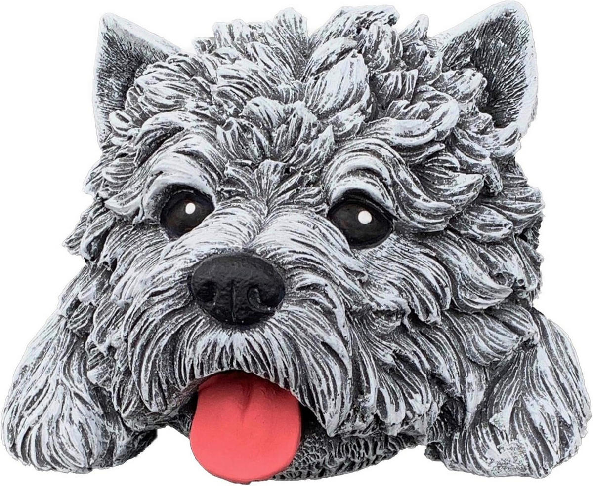 STEINFIGUR Westhighland Westie Kopf Terrier frostfest wetterfest Gartenfigur - Grau, Stein (16/11/17cm) - stoneandstyle