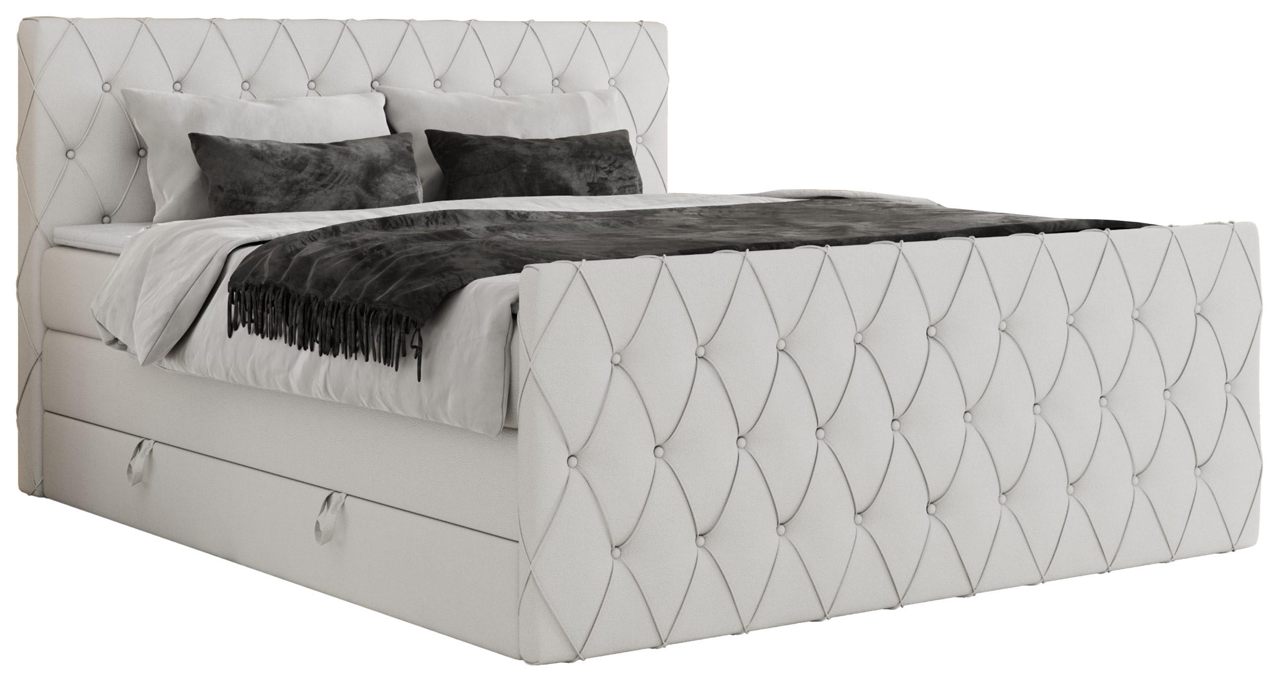 BOXSPRINGBETT MIREN KING DUO 120/200 Weiß Kunstleder - H3 - Weiß, Holz/Textil (120/200cm) - MKS