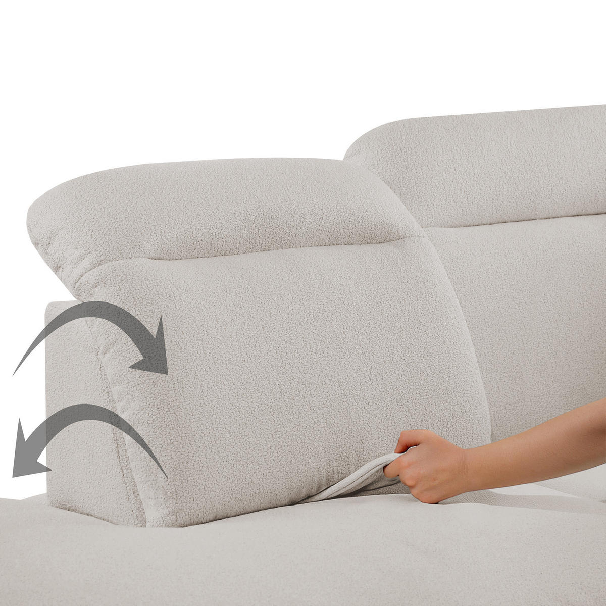 WOHNLANDSCHAFT Sora U mit Schlaffunktion und verstellbarer Sitztiefe, Kopfstützen und Armlehne, 365 cm, Beige, Rechts - Beige/Schwarz, Textil (365/107/235cm) - Beautysofa