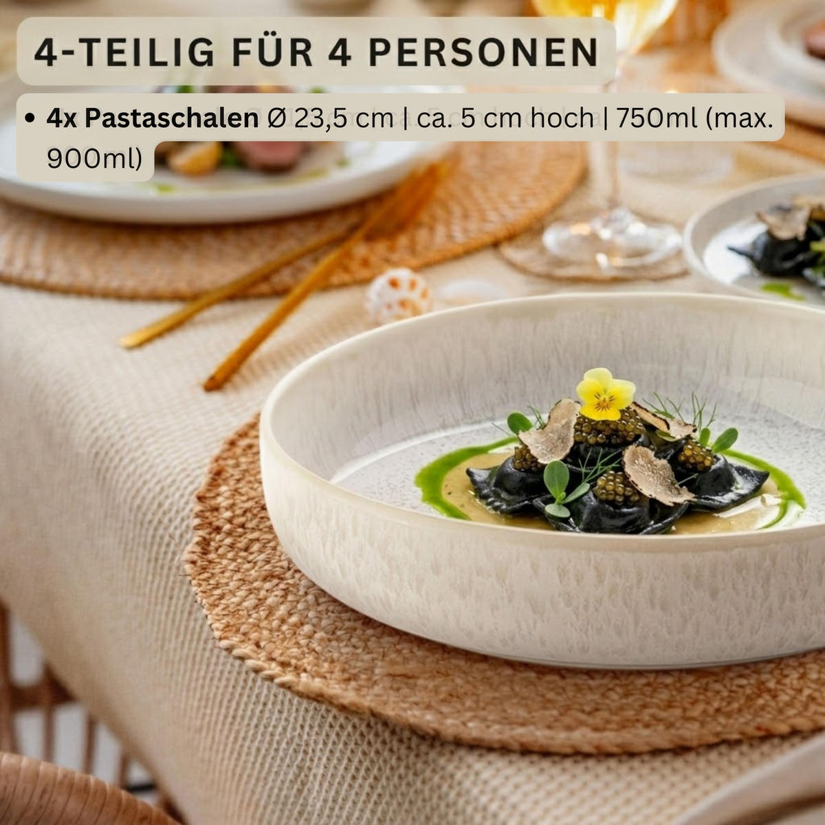 PASTASCHALEN Set Korfu - 4 teilig - Creme, Stein (23.5/23.5/5cm) - Sänger