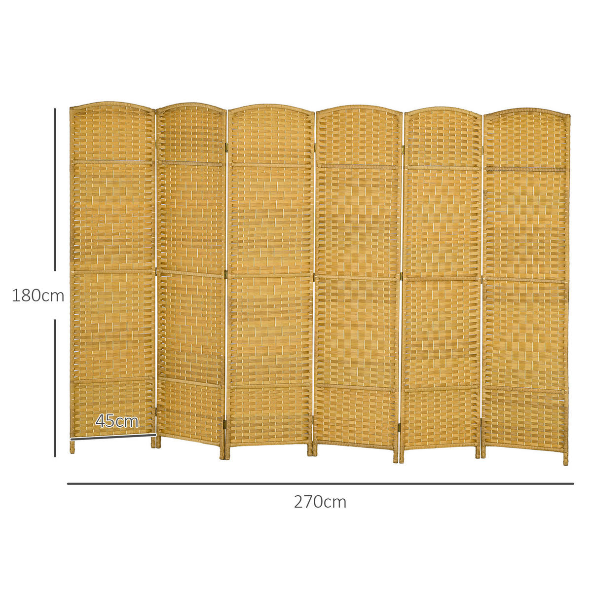 PARAVENT Polypropylen, Kiefernholz Naturholz - Naturfarben, Holz (1.7/180cm) - HOMCOM
