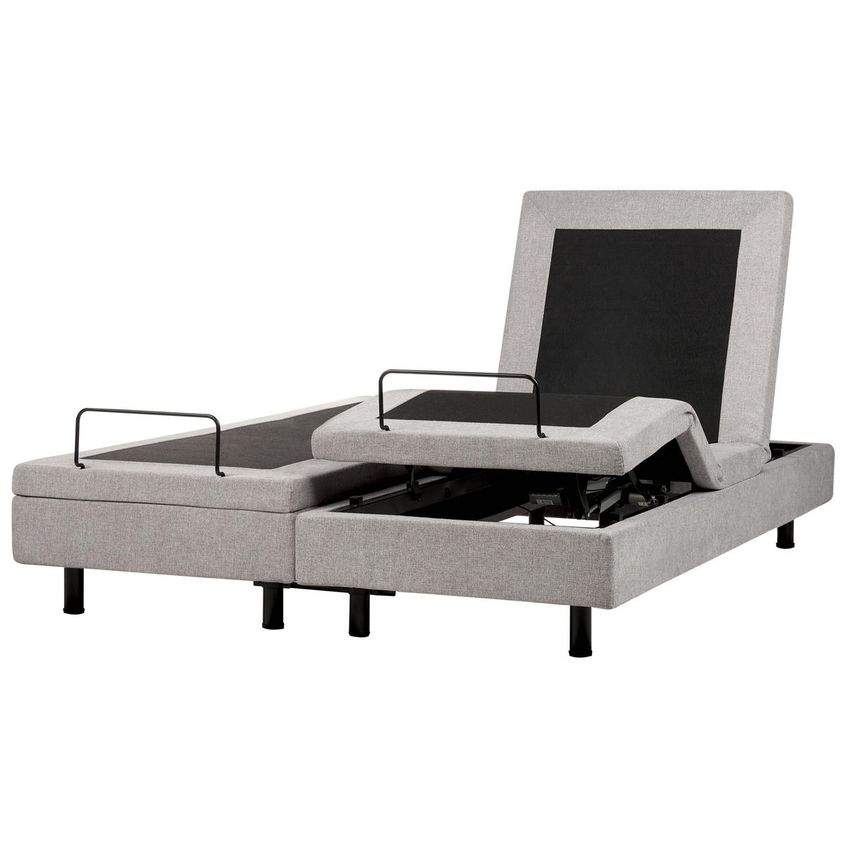 VERSTELLBARESBETT 160/200 cm Hellgrau Duke II - Hellgrau/Schwarz, Textil (160/200cm) - Beliani