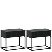 NACHTTISCH RECTUS 2-er Set - Anthrazit/Schwarz, Holzwerkstoff (60/52/39cm) - KONSIMO®