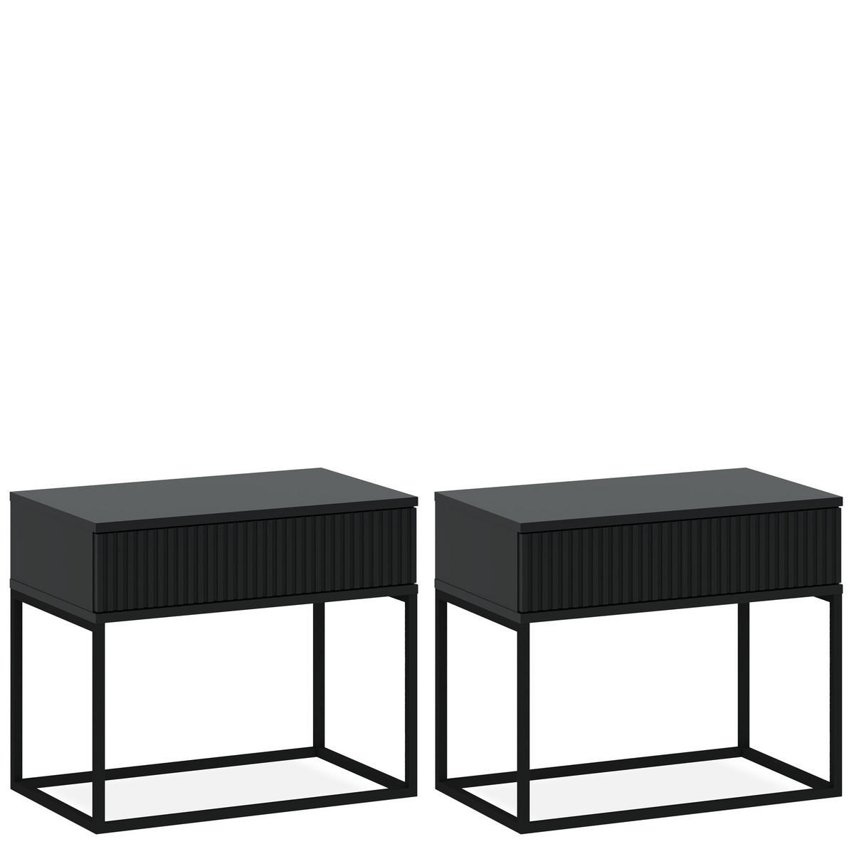 NACHTTISCH RECTUS 2-er Set - Anthrazit/Schwarz, Holzwerkstoff (60/52/39cm) - KONSIMO®