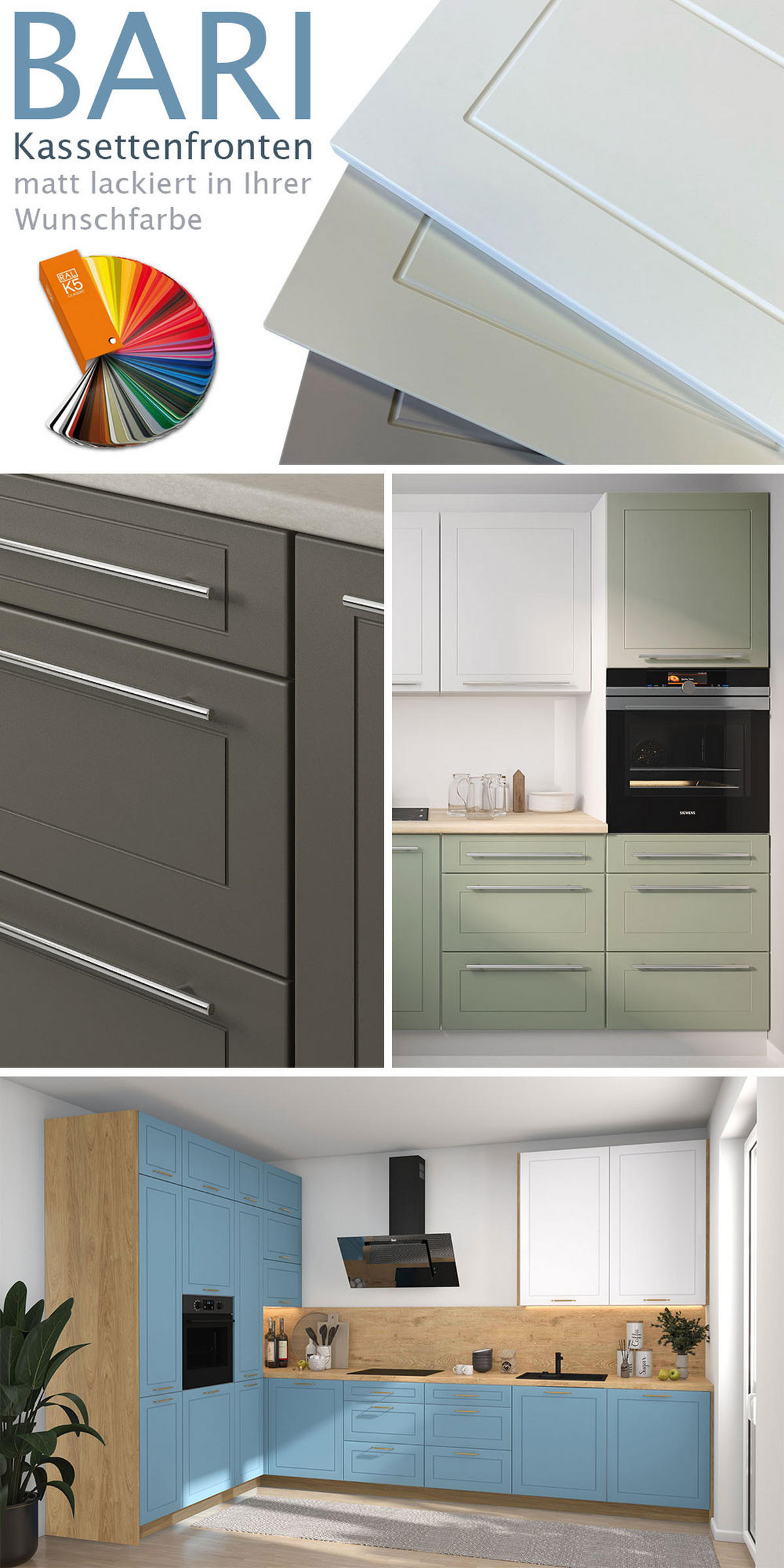 HÄNGESCHRANK Bari W2/30 RAL 7040 fenstergrau (K5) / Grau Matt 30 / 32,5 / 72cm - Grau, Holz/Holzwerkstoff (30/72/32.5cm) - Feldmann-Wohnen