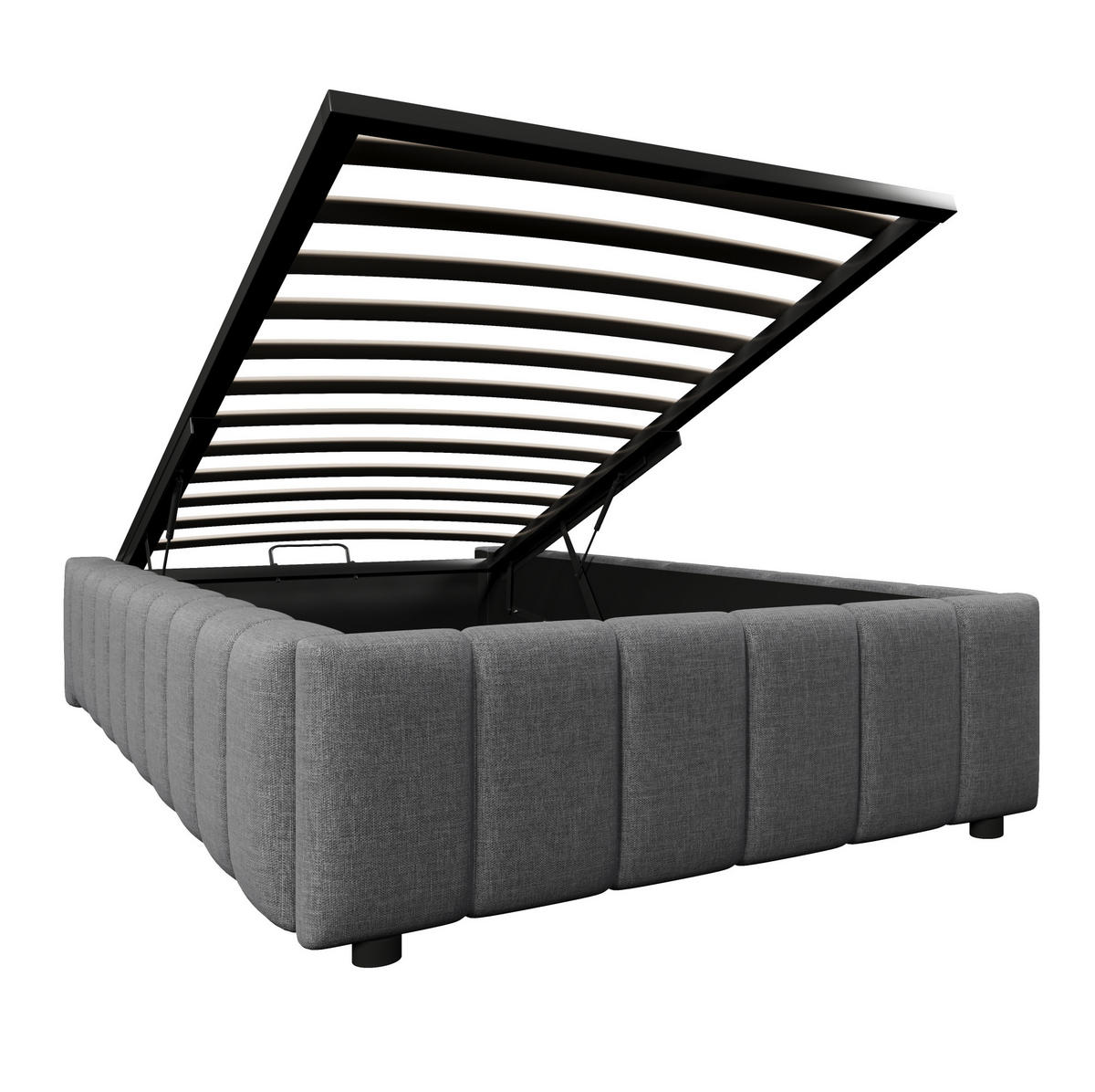 POLSTERBETT 90/200 cm mit hydraulischem Stauraum und kopfteillosem Design, Grau - Grau, Textil (90/200cm) - Redom