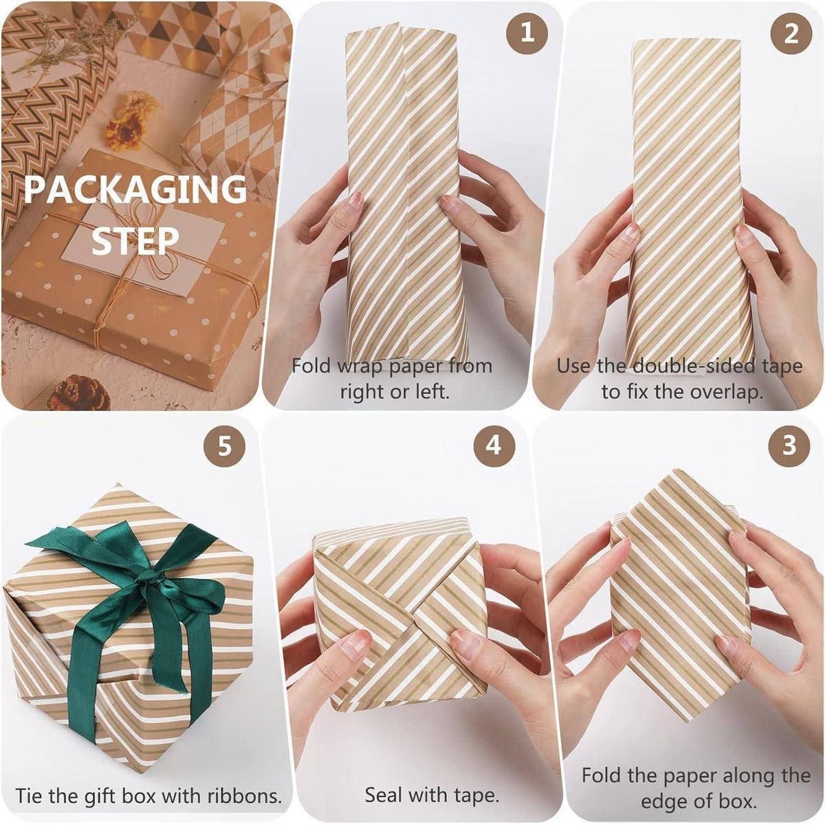 GESCHENKPAPIER Set 6 Blatt 70 x 50 cm Kraftpapier - Multicolor, Papier (50/0.1/70cm)