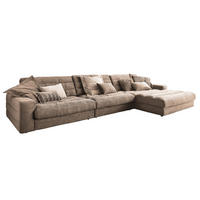 ECKSOFA XL LANA Taupe Cord - Taupe/Schwarz, Textil (416/205cm) - KAWOLA