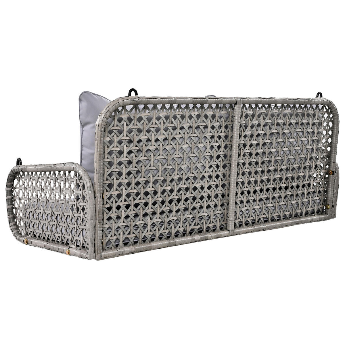 SCHAUKEL 2 Personen Grau PE-Rattan Belastbar 320 kg - Grau, Metall (56/23/113cm) - FLIEKS