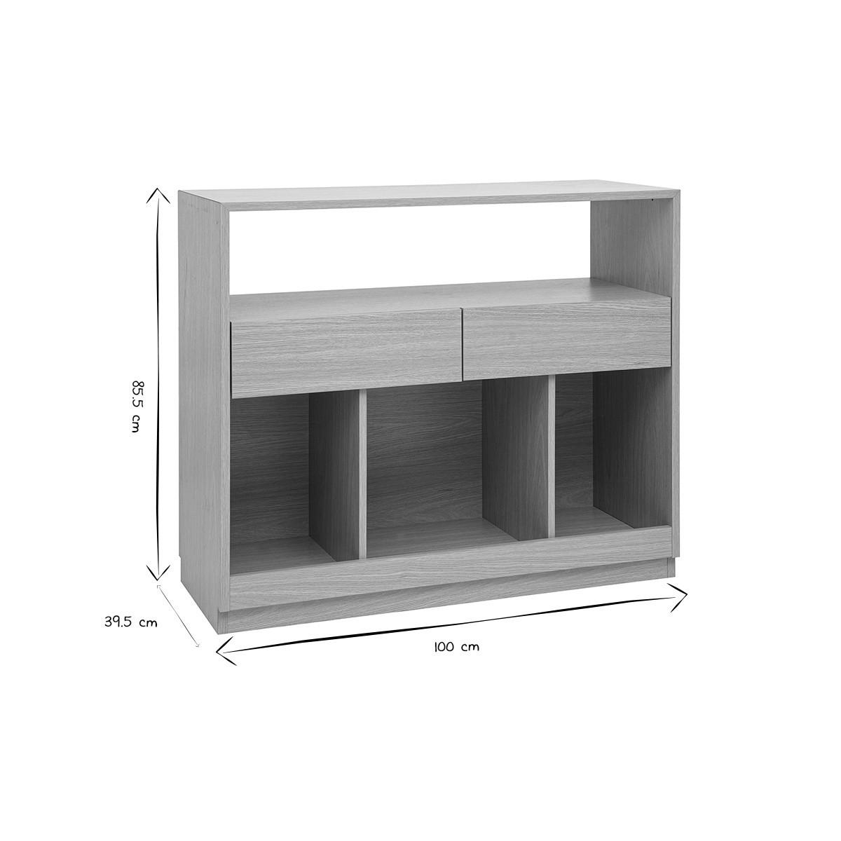 KONSOLE mit Schubladen in heller Eichenholzoptik L100 cm RUBINA - Eiche Bianco, Holz (100/39.5/85.5cm) - Miliboo