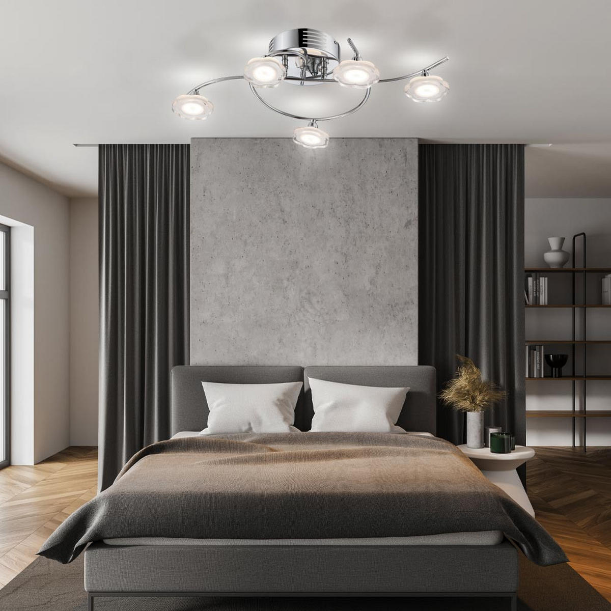 LED DECKENLEUCHTE Blossom Silber - Silberfarben, Metall (62/34/15cm) - Globo Lighting