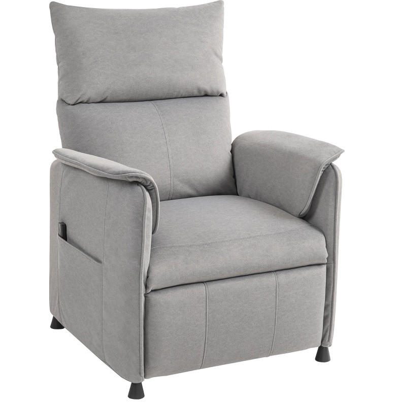 RELAXSESSEL Polyester mit Memory-Funktion, Fernbedienung 80/83/104 cm Grau - Grau, Textil (80/104/83cm) - Redom