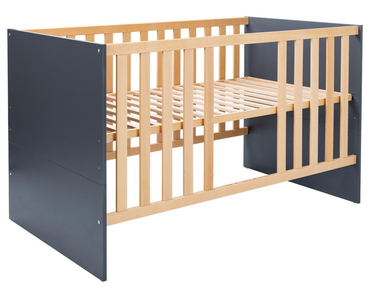 BABYBETT Alessio 70 x 140 cm Anthrazit - Anthrazit/Eiche Artisan, Holz/Holzwerkstoff (70/140cm) - arthur berndt