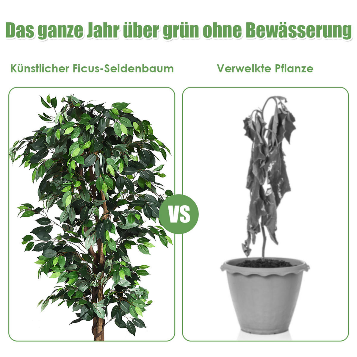 KUNSTPFLANZE Zimmerpflanze Deko Grün - Grün, Kunststoff (180cm) - COSTWAY