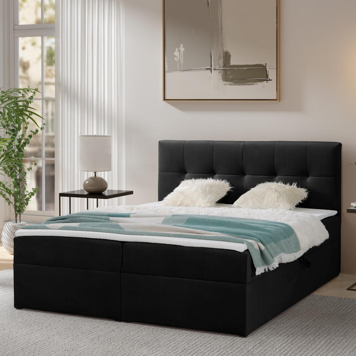 BOXBETT Toronto 160x200 Bonell-Matratze H3 und Topper - Silberfarben/Schwarz, Holz/Holzwerkstoff (160/200cm) - Ravio