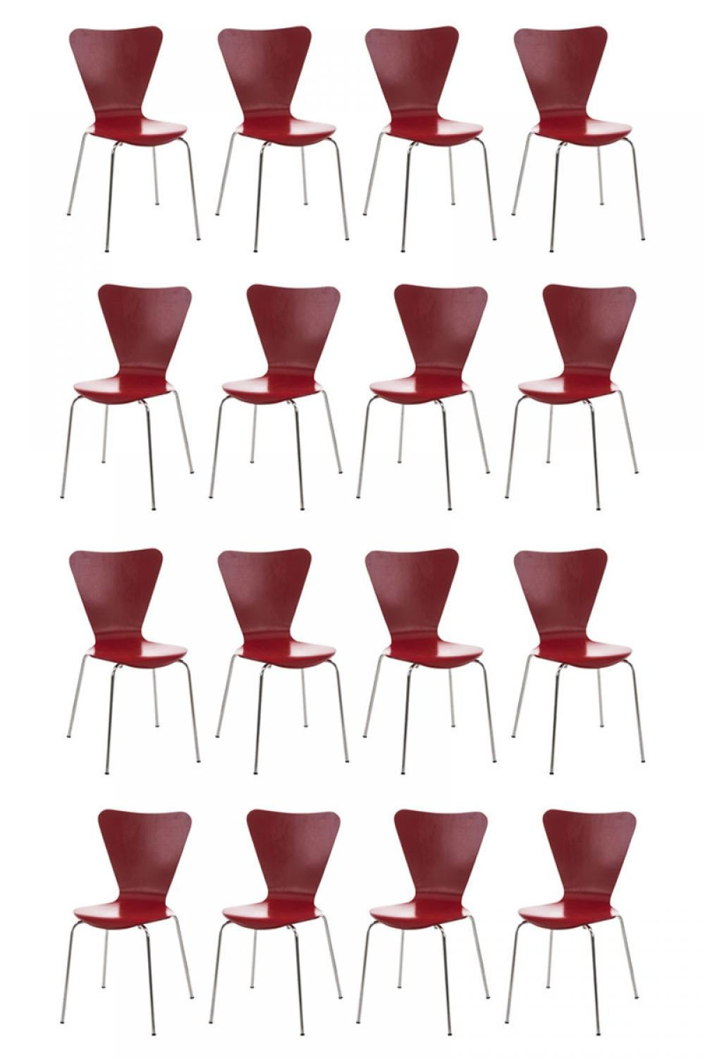 BESUCHERSTUHL 16er Set Holz rot - Rot, Holz/Metall (45/85/49cm) - CLP