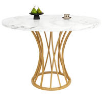 ESSTISCH, MDF-Marmoroptik mit Metallgestell, 80/80/76 cm, Goldfarben - Goldfarben, Holzwerkstoff (80/80/76cm) - Redom