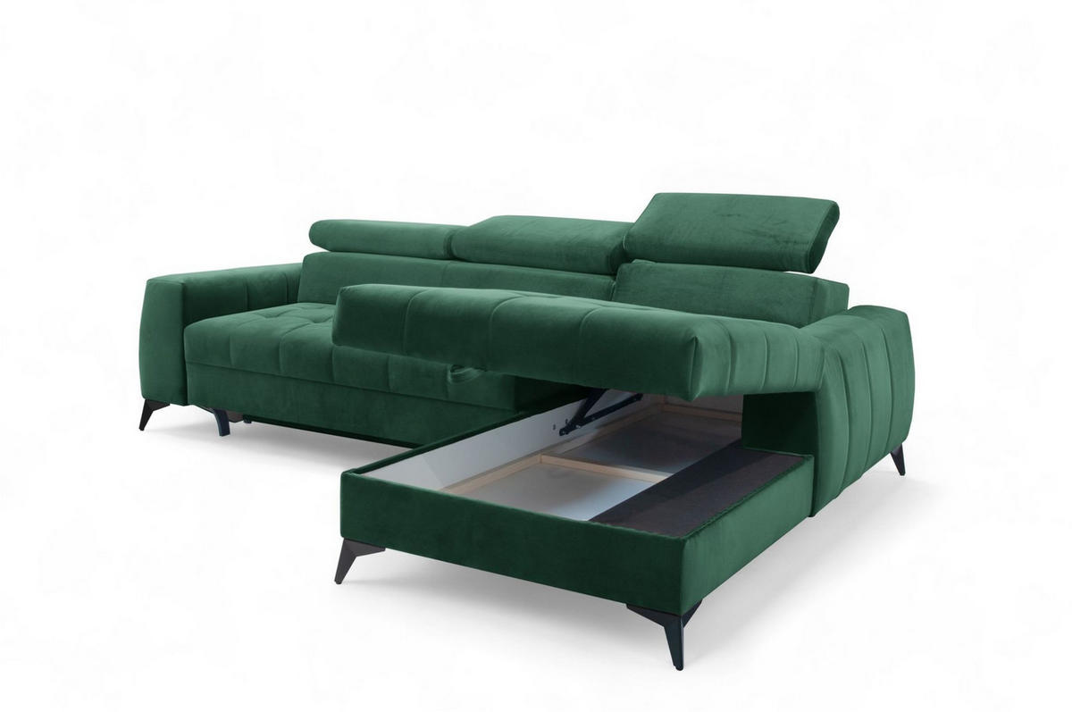 ECKSOFA Agnesa Xs In Salvador - Dunkelgrün, Holzwerkstoff/Textil (260/200cm) - Fun Möbel