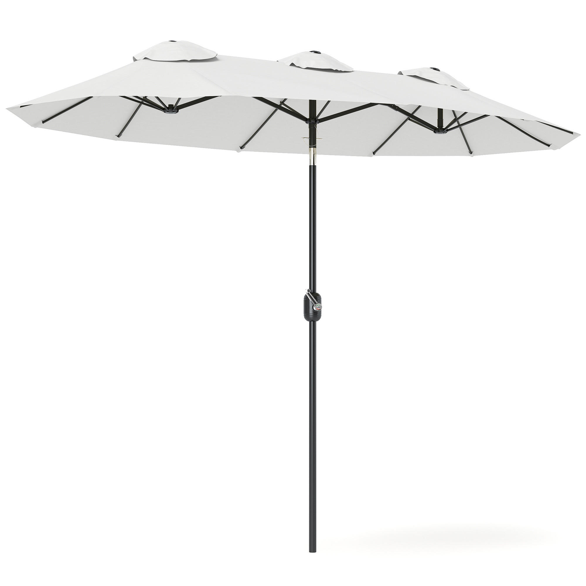 DOPPELSONNENSCHIRM mit Handkurbel Weiß 295/152/222 cm - Creme, Metall (152/295cm) - Outsunny