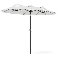 DOPPELSONNENSCHIRM mit Handkurbel Weiß 295/152/222 cm - Creme, Metall (152/295cm) - Outsunny