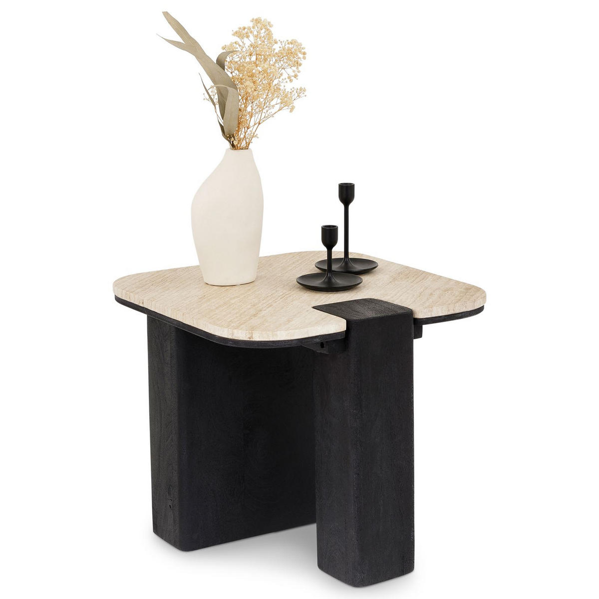 COUCHTISCH DELHI beige/schwarz - Beige/Schwarz, Naturmaterialien/Holz (50/50/43cm) - IDIMEX