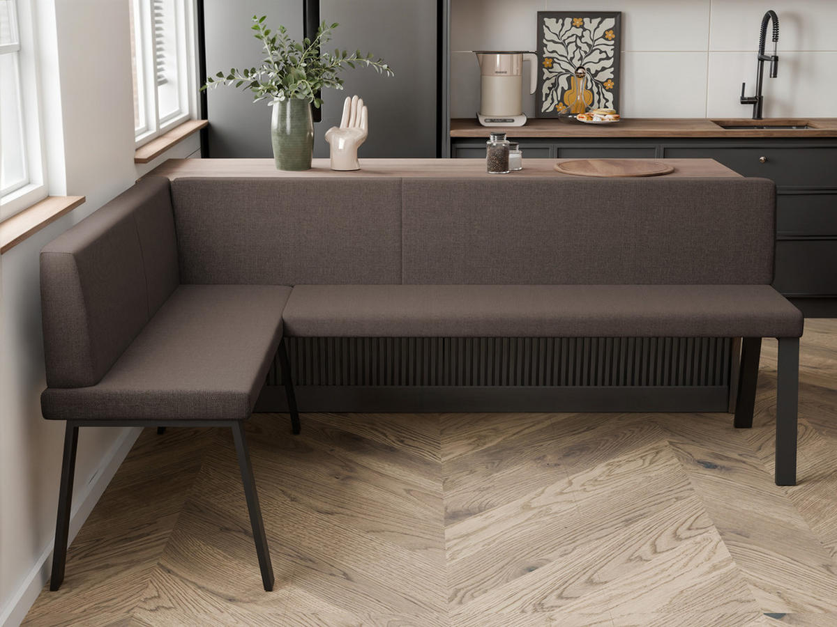 ECKBANK links MONO Y Webstoff glatt, 128/168 cm Braun - Braun, Textil/Metall (128/168cm) - Idohome