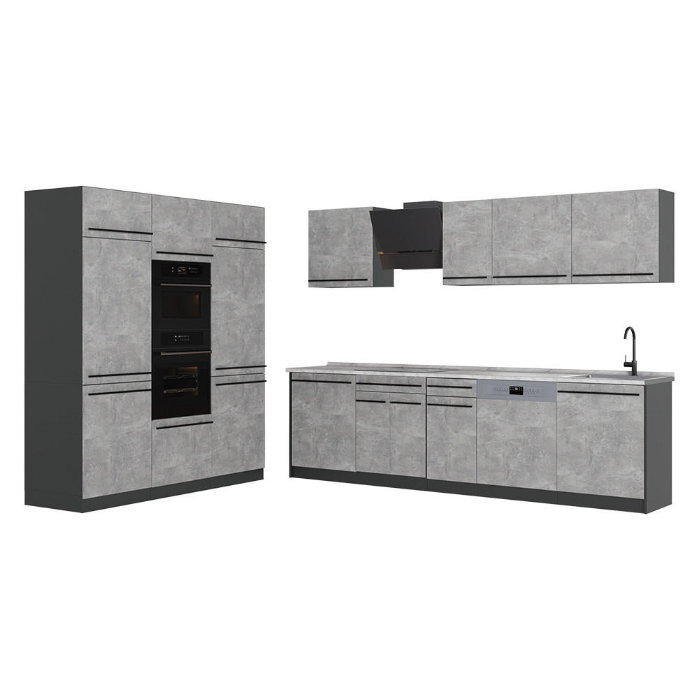 Vicco Küchenzeile Grau, Anthrazit 180x206.8x60 cm