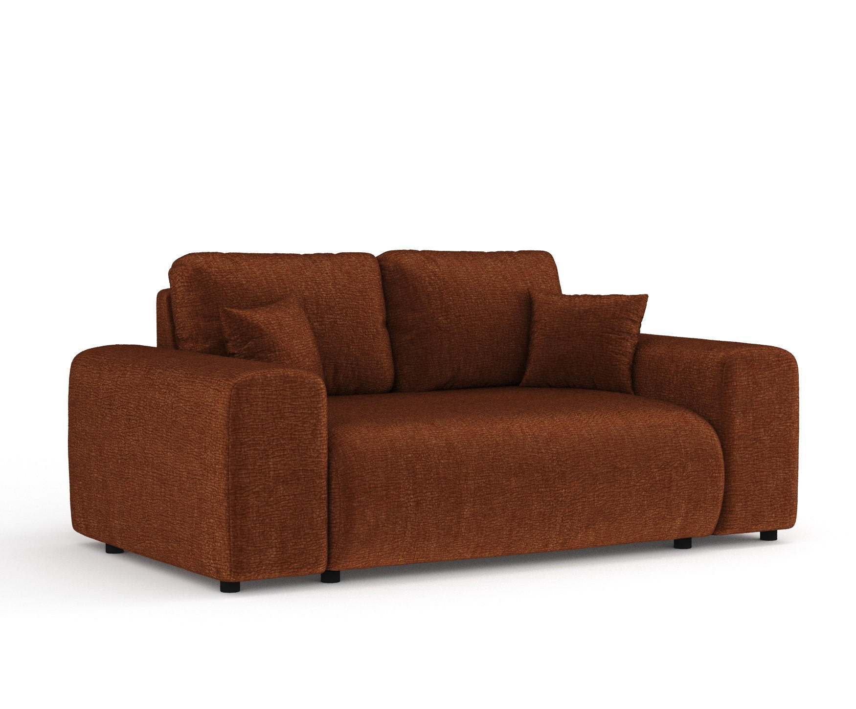 2-SITZER-SOFA Zanzibar Dunkelorange Chenille - Dunkelorange/Schwarz, Holz/Holzwerkstoff (178/79/108cm) - Maison de Reve