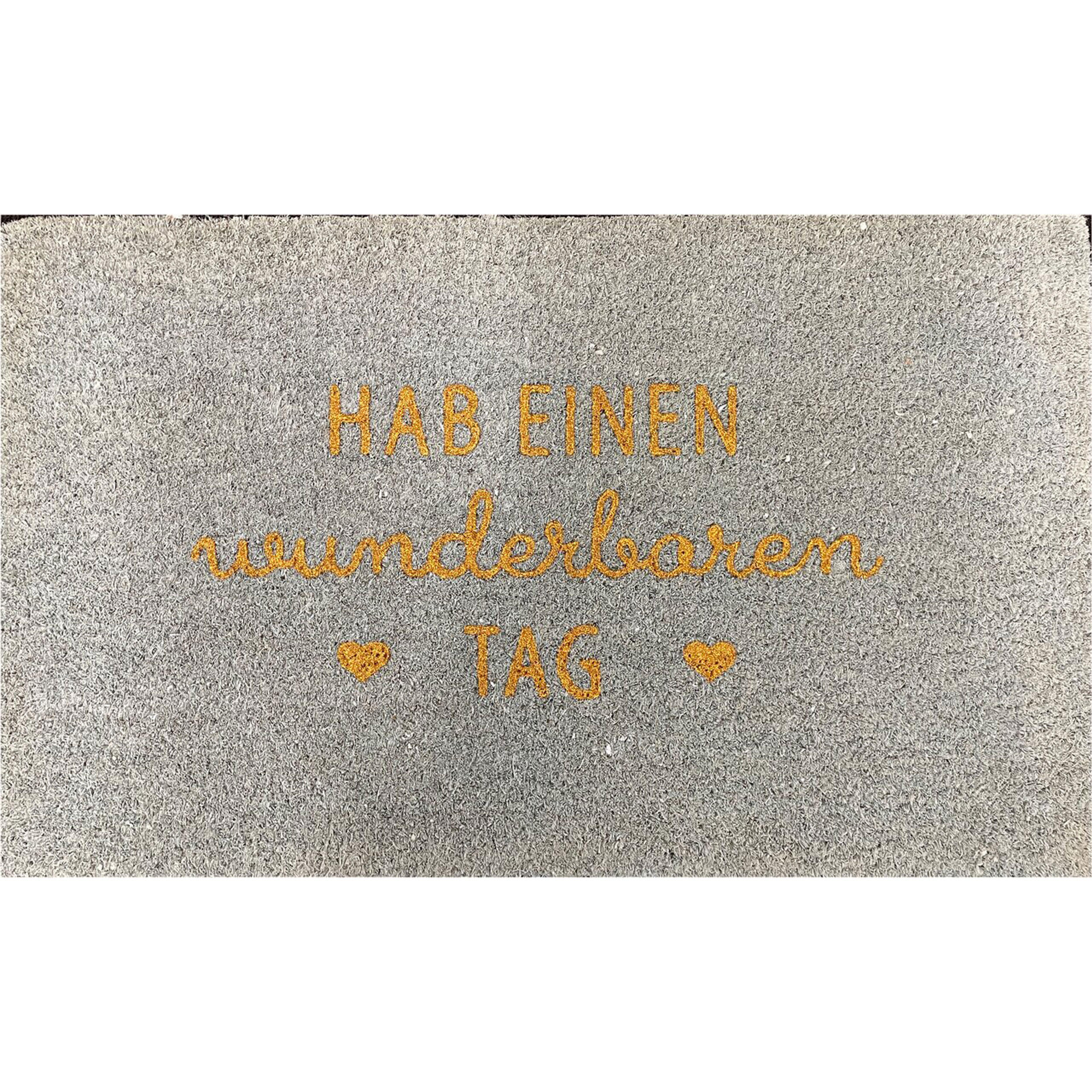 FUSSMATTE Hab einen wunderbaren Tag, Kokos, Vinylrücken, Blau, 45 x 75 cm - Blau, Naturmaterialien (7/77cm) - Gift Company