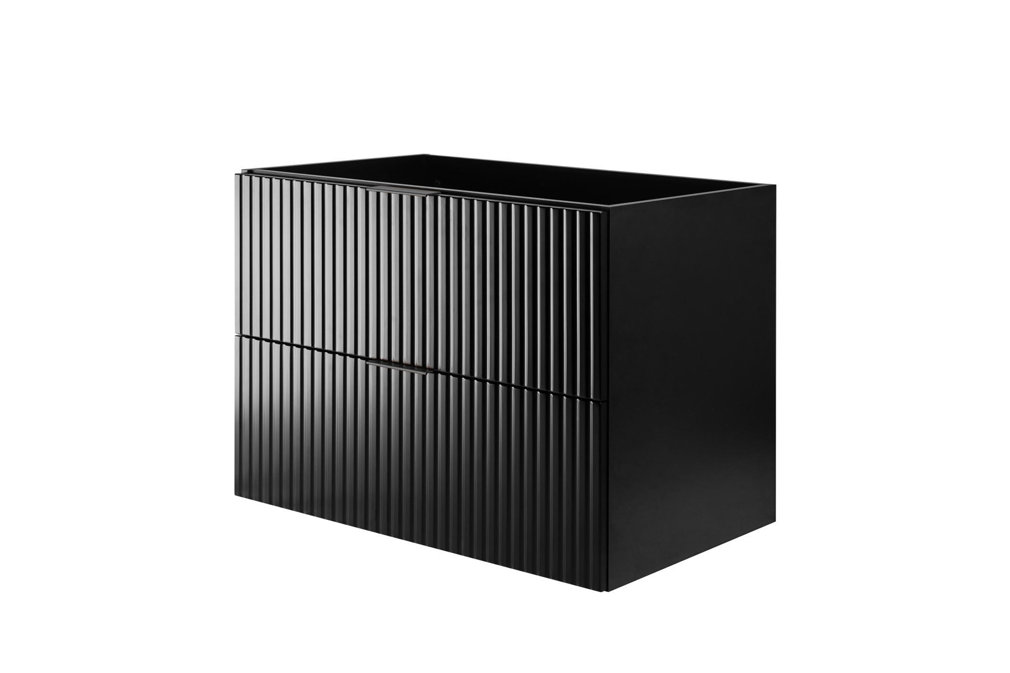 WASCHBECKUNTERSCHRANK, Schwarz, 80 x 57 x 46 cm, schwarzer Griff, ohne Arbeitsplatte - Schwarz, Holzwerkstoff (80/57/46cm) - 3XE LIVING