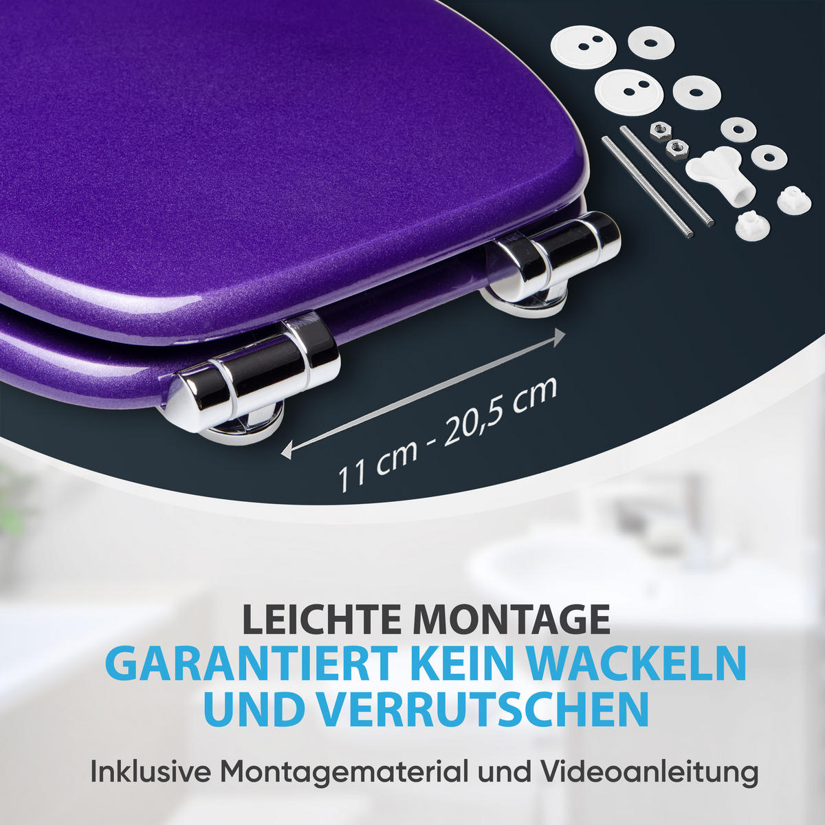 WC-SITZ mit Absenkautomatik Glitzer Lila - Violett, Holzwerkstoff (38/6/47cm) - Sanilo