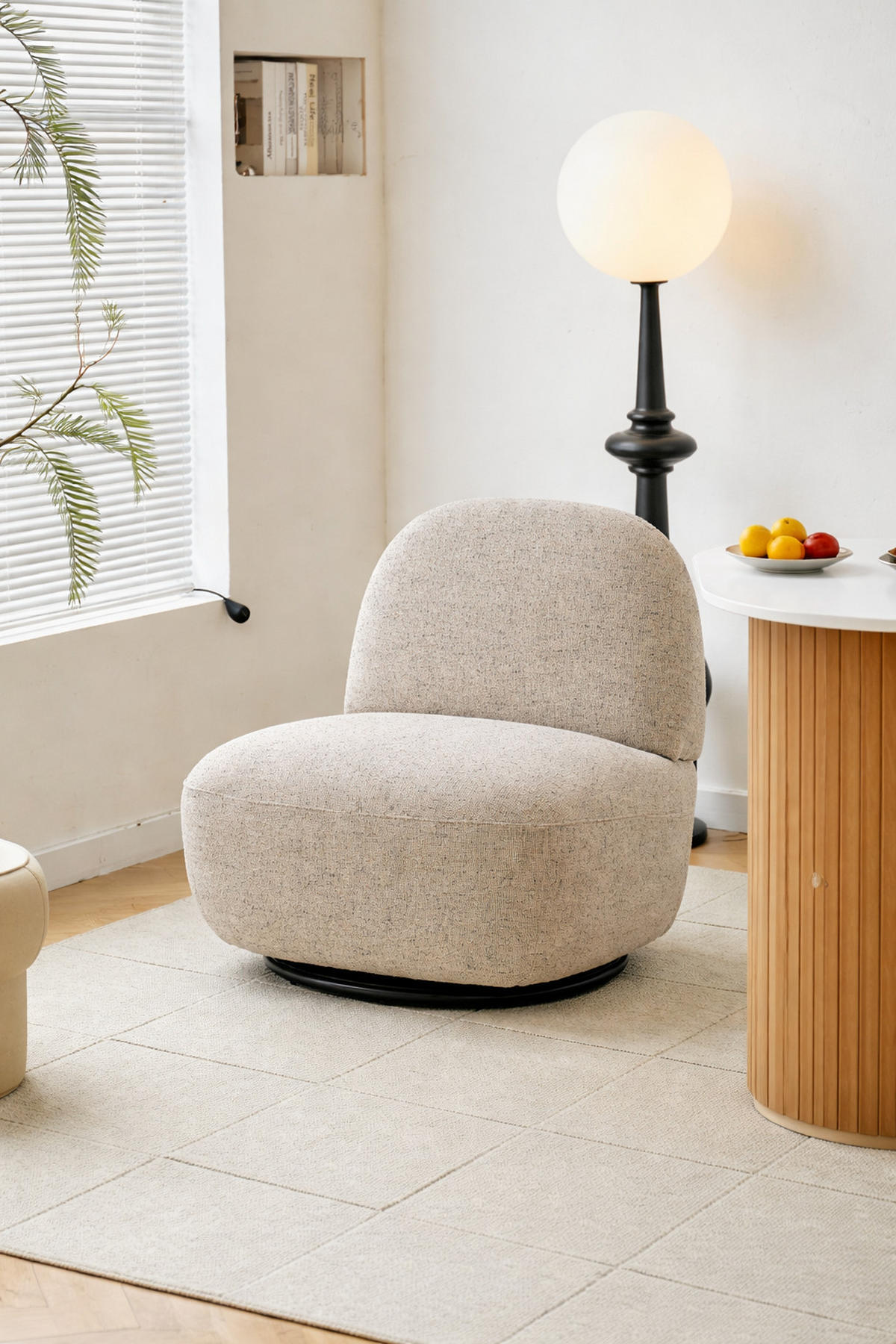 SESSEL Samt Beige - Beige, Textil (71/75/68cm) - Nordlys