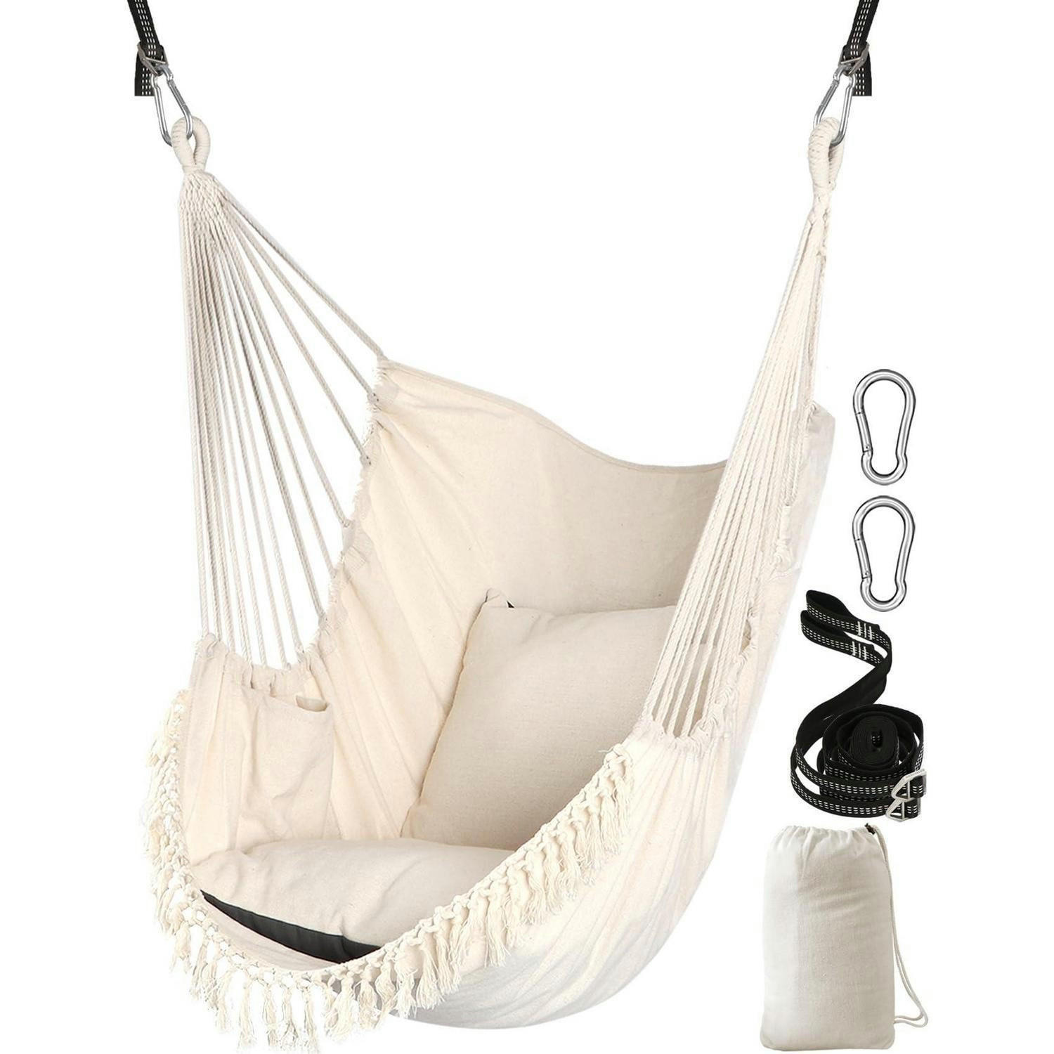 HÄNGESESSEL Cremeweiß mit 2 Sitzkissen - Creme, Textil (100/1.5/130cm)